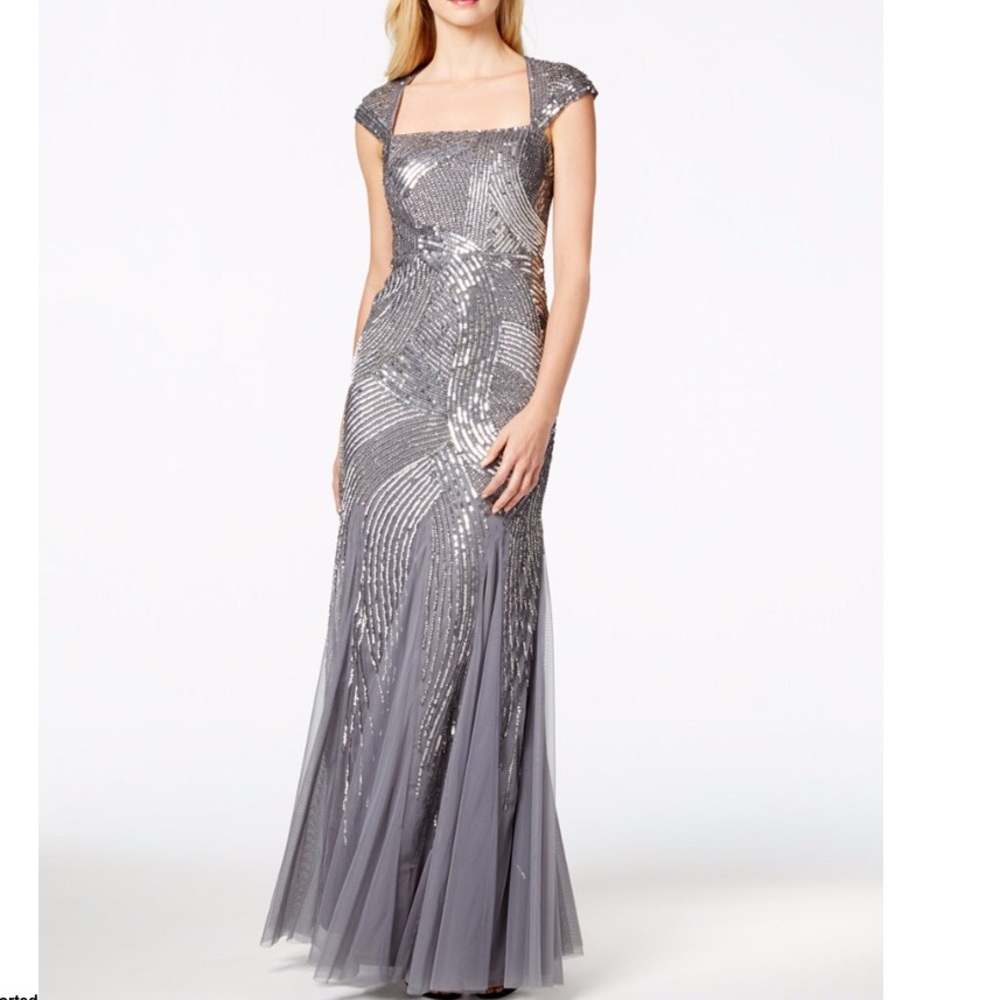 Adrianna Papell Sequin Beaded Ball Gown SZ 4
